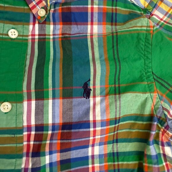 Ralph Lauren Long Sleeve Pony Logo Plaid Button Down Shirt Boys Size 6 - Picture 2 of 6